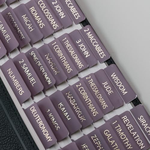 UPAFEXXI-Bible Tabs with Book Summaries, 3D Gold Foil Embossed Lettering - color: Purple