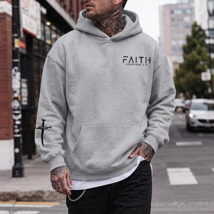 Christian Hoodies for Men Faith Cross Graphic Hoodie Jesus Fleece Sweatshirts Bible Verse Religious Pullover Tops - color: Light Gray, size: Small