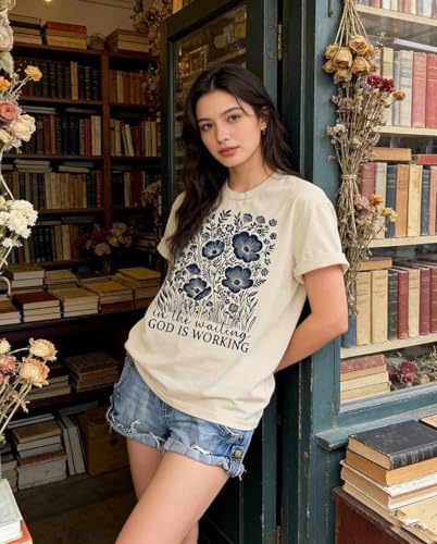 Christian Graphic T Shirt for Women Bible Verse Saying Faith Shirts Jesus Religious Tshirts Inspirational Tees Tops - color: Apricot, size: Large