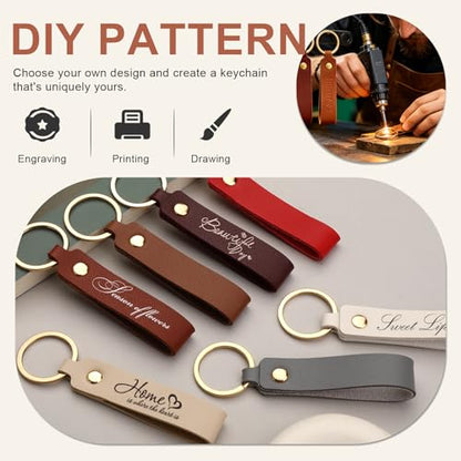 30 Pcs Leather Keychain Kit, PU Leather Key Fob, Key Chains Kit - color: 10colors, 30pcs