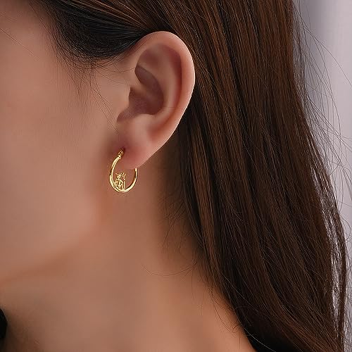 Angel Devil Mismatched Earrings for Women 14K Gold Plated Copper Angel Devil Hoop Earrings - color: 3