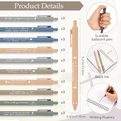 Kosiz 60 Pcs/30 Set Christian Gift Bulk Spiral Notebook and Pen, Morandi - color: Dark Color