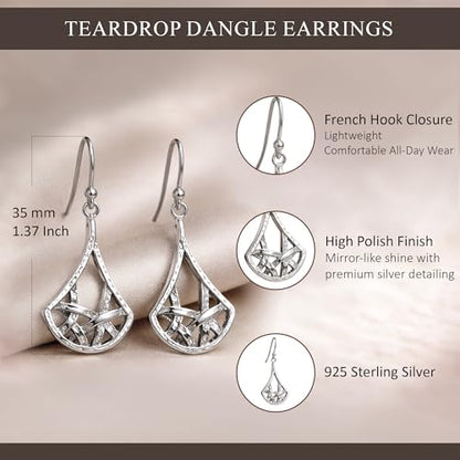 Charmsy 925 Sterling Silver Light-Weight Antique Filigree Teardrop Drop Earrings for Women - color: Woven Teardrop