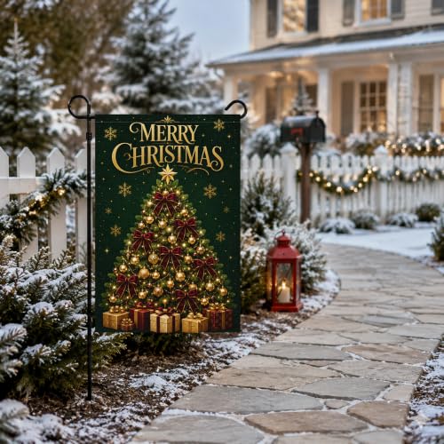 Louise Maelys Christmas Tree Garden Yard Flag 12x18 Inch Green - color: Multi-8
