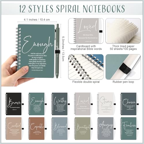 Kosiz 12 Sets Christian Gifts Bulk Prayer Journals Pens, Boho Color - color: Boho Color