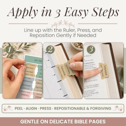 90 Christian Bible Tabs for Women - Pastel Boho - color: Pastel Boho