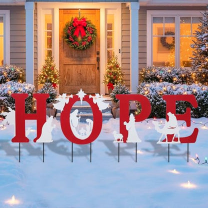 Bshine Christmas Hope Outdoor Garden Stake, 4 Pack Yard Sign Decor Stake - size: 16.8" Hope
