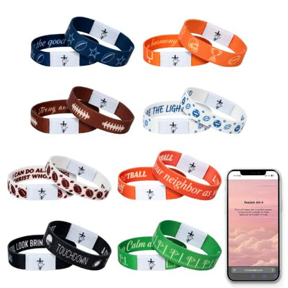 EYxsaxenk Colorful Religious Scripture Daily Bible Verse NFC Bracelets Set - color: Football