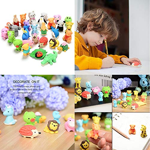 URSKYTOUS 46Pcs Animal Erasers Desk Pets for Kids,Classroom Prizes - style: 46Pcs