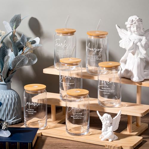 Funnymoom 6 Pcs Christian Glass Cup Gift Bulk for Women, Classic, Clear - color: Clear, style: Classic