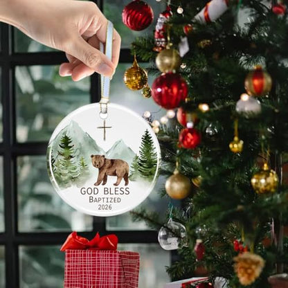 Baptism Gifts for Boys, God Bless Cross Ornament - color: Color1