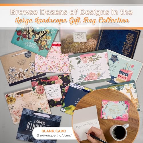 Christian Art Gifts Large Gift Bag with Card & Tissue Paper, Lord Bless You - color: Bless You/Pink, style: Large Landscape
