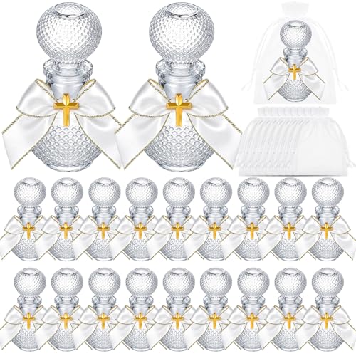 Chuangdi 20 Set Holy Water Bottles 50ml Cork Cross for Communion,Round - color: Round