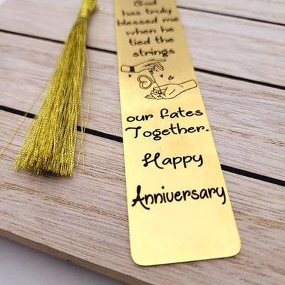 Unique Gift For Anniversary - I know God has truly blessed me when he tied the strings our fates together Bookmarks (Yellow Gold) - color: Yellow Gold