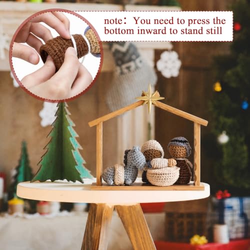 Wesiti Crochet Christmas Nativity Set with Stable House Nativity Scene