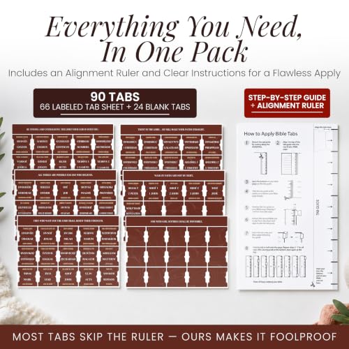 90 Christian Bible Tabs for Women, Men, Kids - Brown Marble - color: Brown Marble