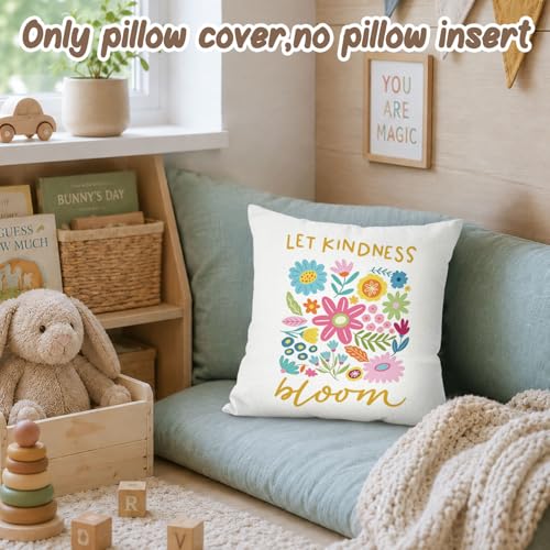 Kids Room Pillow Covers 18x18,Boho Classroom Decor Throw Pillows - color: Flower