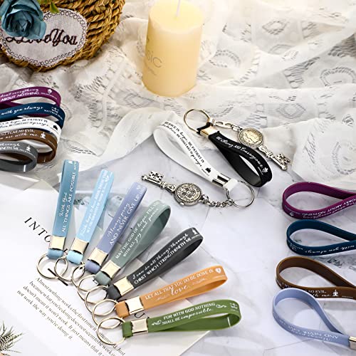 Sureio 36 Pcs Inspirational Christian Gift Silicone Keychain Bulk Religious Bible Verse Church Gift for Women Men Grandparent - color: Mixed Color