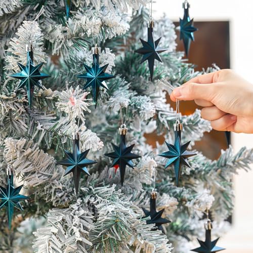 Syhood 12 Pack Navy Blue Bethlehem Star Ornaments Christmas Tree - color: Navy Blue