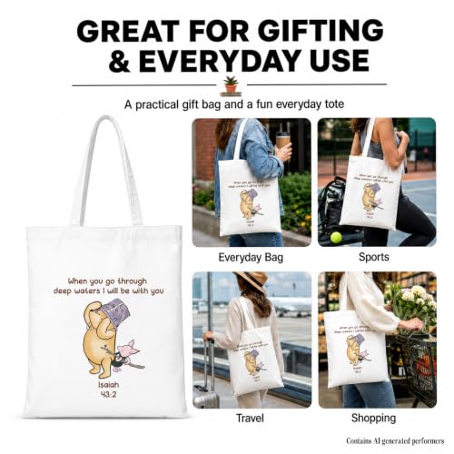 Cute Pooh Bear Aesthetic Reusable Tote Bag, Funny Gifts for Women Friends - color: Isaiah