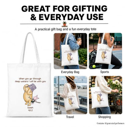 Cute Pooh Bear Aesthetic Reusable Tote Bag, Funny Gifts for Women Friends - color: Isaiah