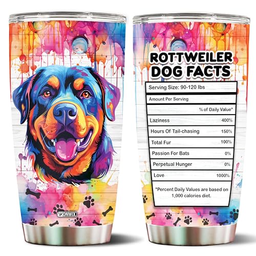 Gifts for Rottweiler Lovers 20 Oz Stainless Steel Tumbler Travel Coffee Mug Gift Ideas for Rottweilers Dog Lovers Owners Funny Facts Water Bottle - color: Rottweiler
