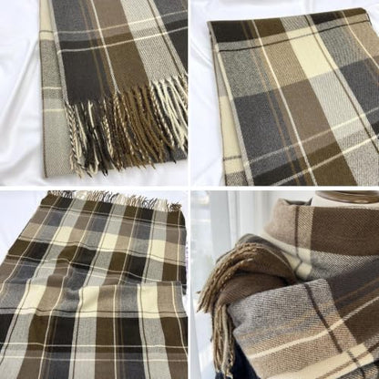 Fall Winter Plaid Scarf for Women Soft Tassel Scarves Oversized Shawl Wraps - color: Coffee-plaid