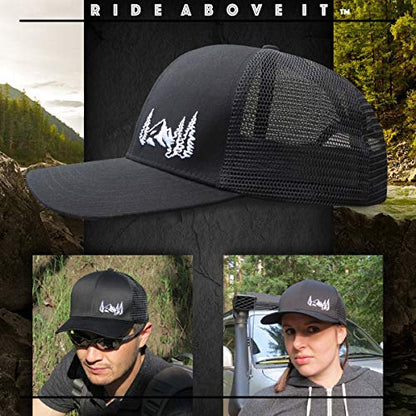 Grace Folly Trucker Hat for Men or Women- Many Cool Designs - color: Mountain- Black