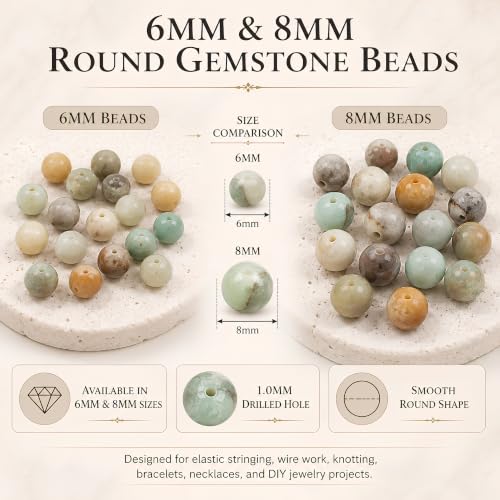 Cherry Tree Collection 100PCS 6mm Amazonite Multi Round Bead Craft Kit - color: amazonite multi, size: 6mm