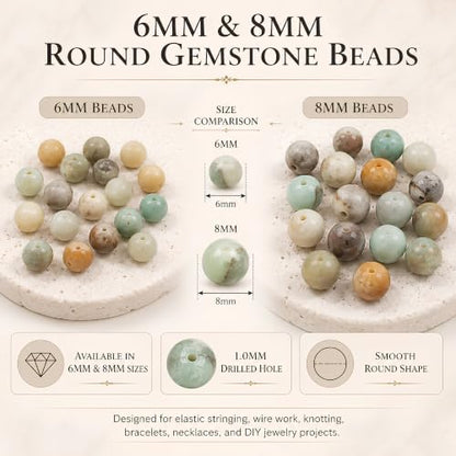Cherry Tree Collection 100PCS 6mm Amazonite Multi Round Bead Craft Kit - color: amazonite multi, size: 6mm