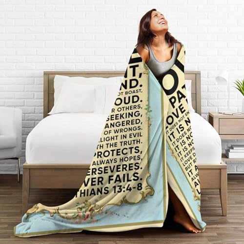 Love is Patient Love is Kind Gifts Blanket 60"X50" Bible Verses Christian Bed Throw Blanket Soft Lightweight Cozy Warm Religious Blankets for Kids Teens Men Women - color: Love, size: 60"x50"