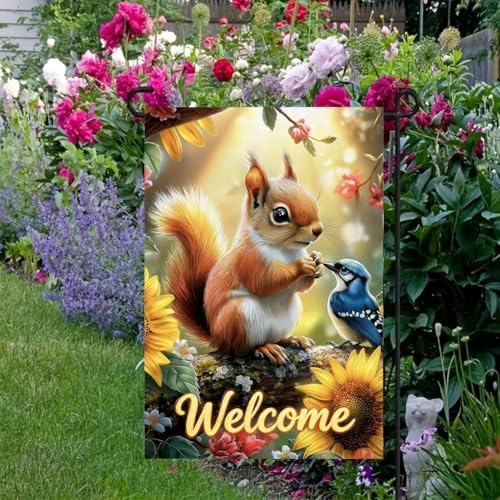 Spring Summer Welcome Garden Flag 12x18 Double Sided Burlap - color: Spring-12 x 18"