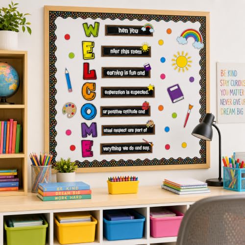 Cinrobiye Welcome Window Door Clings Stickers,Welcome Poster for Classrooms Door Decorations Back to School Party Teachers Supplies for Preschool Kindergarten Elementary Wall Glass Blackboard Decor