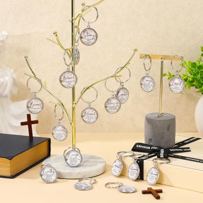 Equsion 36 Pcs Christian Keychain Bulk Mini Bible Keychains, Wildflower - color: Wildflower