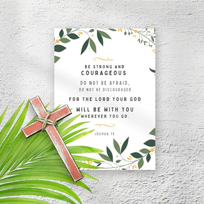 Religious Card Baptism, Christian Bible Quote, Christening, First Communion, Confirmation, or Wedding Card | Cute Prayer & Inspirational Greeting Card, Blank Inside, Thoughtful Gift by Aly Lou (Be Strong And Courageous) - color: Be Strong And Courageous