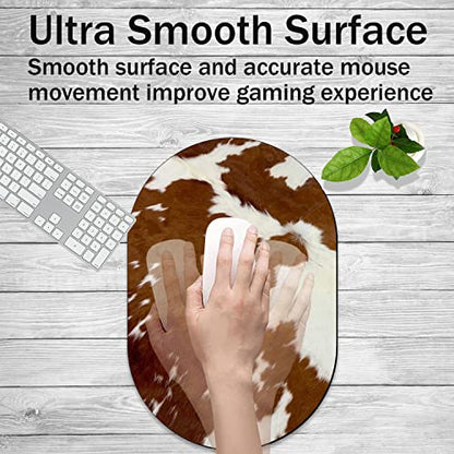 Brown Cow Print Pattern Mouse Pad and Coaster Combination, Washable Fabric Mouse Pad for Office Laptop, Non-Slip Rubber Base Mouse Pads for Wireless Mouse, Computer Mouse Pads for Desk - color: Brown Cow Print Pattern