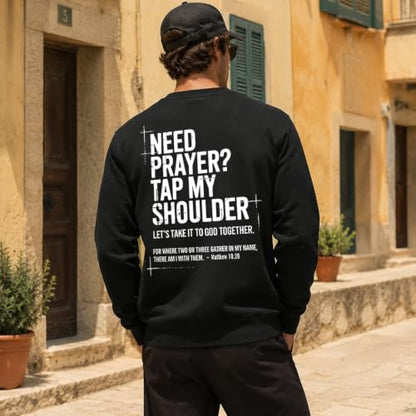Christian Sweatshirts For Women Need Prayer Tap My Shoulder Hoodie Sweater - color: Black, size: Medium