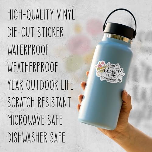 (3Pcs-3") I Can Do All Things Through Christ Stickers - Faith Philippians 4 13 Jesus Bible Verse Decals Christian Waterproof Vinyl Decal for Laptop Water Bottle Sticker Gifts for Her Him 3 Inches - size: 3 inches