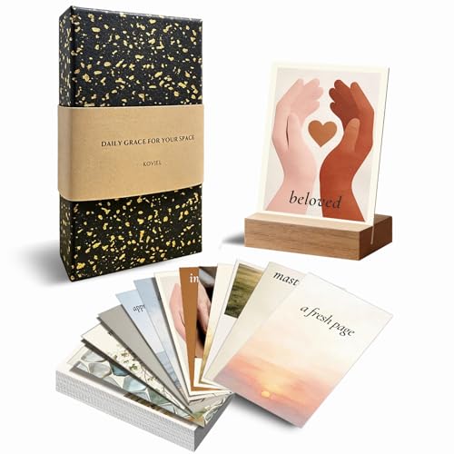 52 Bible Verse Cards with Wooden Stand in Gift Box - Christian Encouragement & Affirmation Scripture Cards - Daily Inspirational Prayer Cards for Women - Spiritual Devotional Gift with Gold Foil Accents - color: 52WEEK