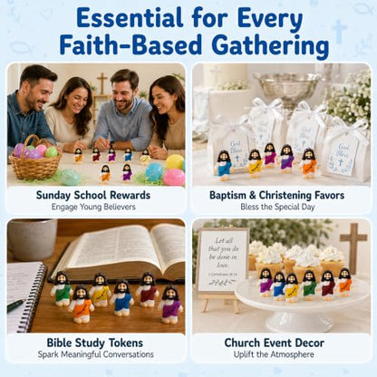 60 PCS Little Jesus Figures Mini Pocket Jesus Loves You Figurines for Easter Egg Stuffers Church Giveaways Baptism Religious Inspirational Gifts