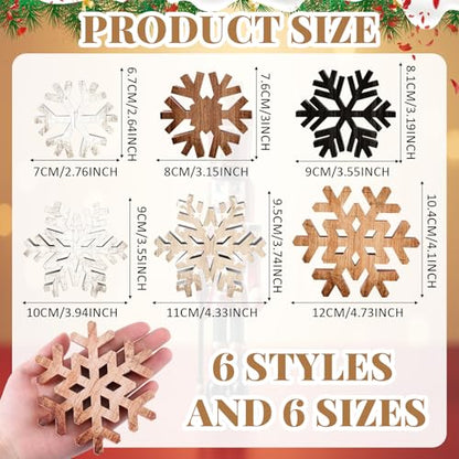 Yuntau 6 Pcs Christmas Table Decoration Wood Table Centerpiece, Snowflake - style: Snowflake