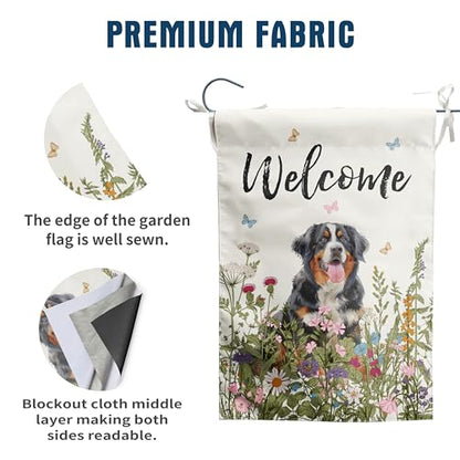 Spring Summer Garden Flag Floral Bernese Mountain Yard Flag Flower Dog Garden Flags for Outside Small Outdoor Welcome Flags 12x18 Double Sided - color: p-bernese