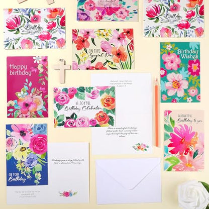 Zhanmai 80 Pcs Christian Birthday Card Bible Verse, Watercolor Flower Style - style: Watercolor Flower Style :