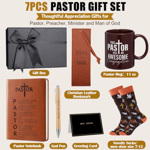 7 Pcs Pastor Appreciation Gifts for Men, Brown - color: Brown
