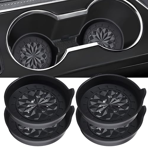 Amooca Automotive Cup Holders Universal Car Cup Coaster Waterproof Non-Slip Sift-Proof Spill Holder Car Interior Accessories 4 Pack Black Floral - color: Black Flower, size: 4 pack