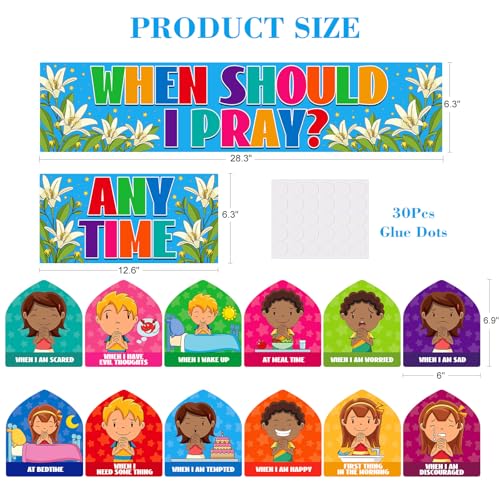 FaCraft When Should I Pray Sunday School Decorations for Classroom Religious Prayer Cutouts Posters Prayer Board Supplies Back to School Christian Bulletin Board Sets for Bible Church Wall Decor