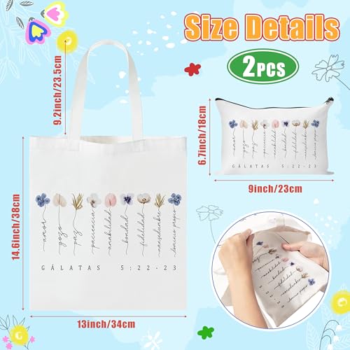 Y1tvei Canvas Bags Gifts, Tote Bag with Makeup Pouch, Birthday Party Favors