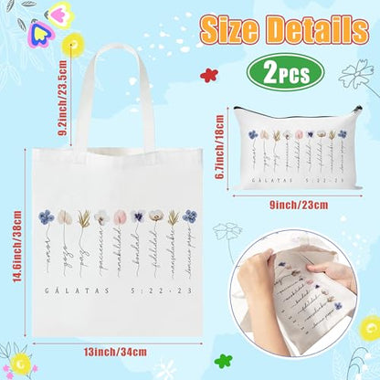 Y1tvei Canvas Bags Gifts, Tote Bag with Makeup Pouch, Birthday Party Favors