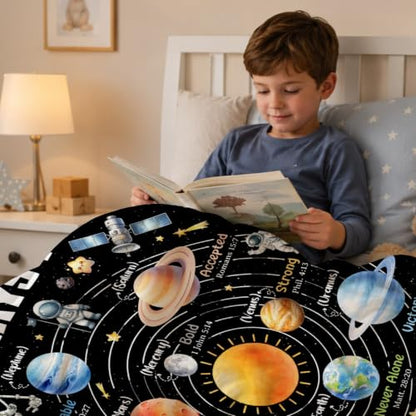 Planet Space Christian Gift Blanket, God Says I Am Bible Verse Blanket - color: God Says I Am Astronaut, size: 50"x60" for Teens
