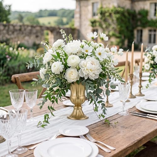 Sziqiqi Gold Metal Vase for Centerpiece, Table Flower Arrangements, 10Pcs - color: Gold, size: 9in-10pcs
